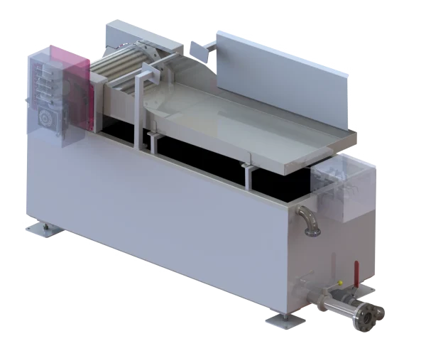 Bac de filtration avec circulation d&rsquo;eau en canard